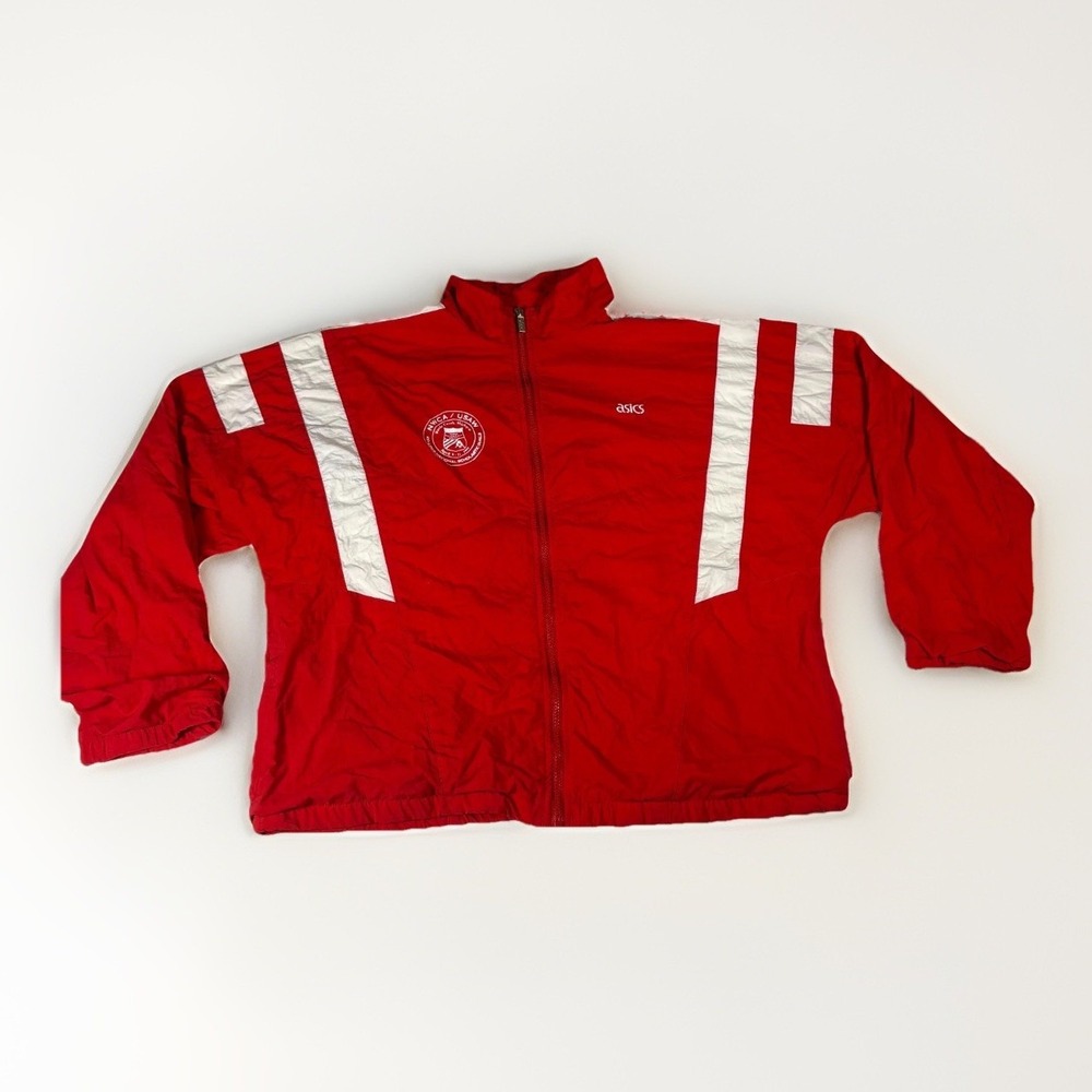 Vintage Asics Team Florida Track Jacket‎ Mens XL Red Lined Mock Neck Full Zip